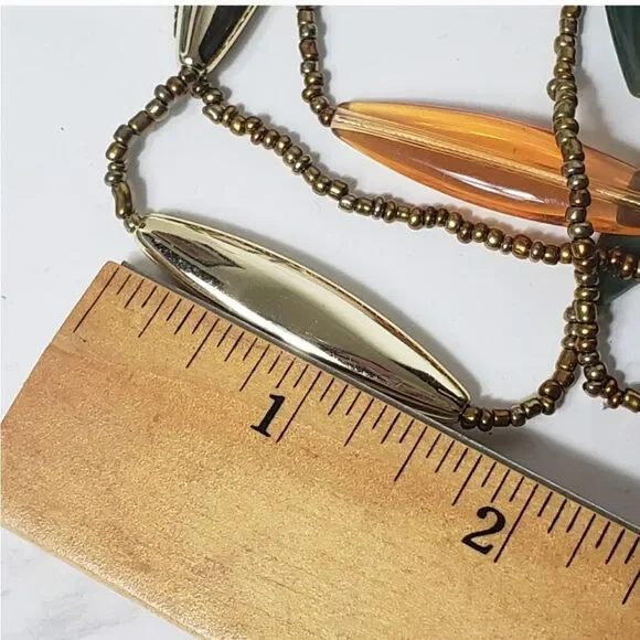 LUCITE RESIN & SEED BEAD Multi-Strand Retro Necklace - Picture 8 of 8